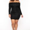 Little Black Styles Curvy Sense | Plus Size Vivian Boa Mini Dress Black