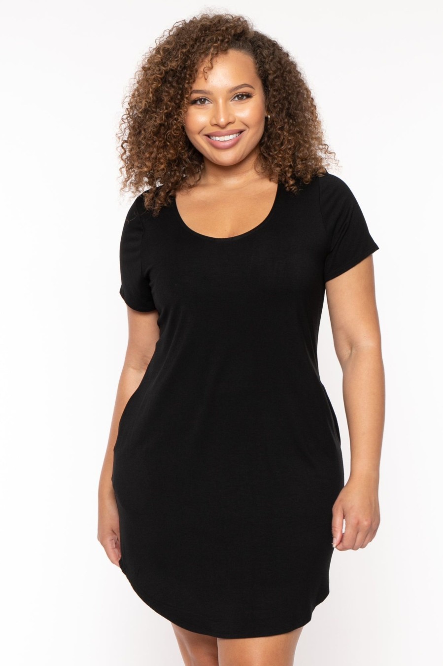 Little Black Styles Curvy Sense | Plus Size Raven Tee Shirt Dress Black