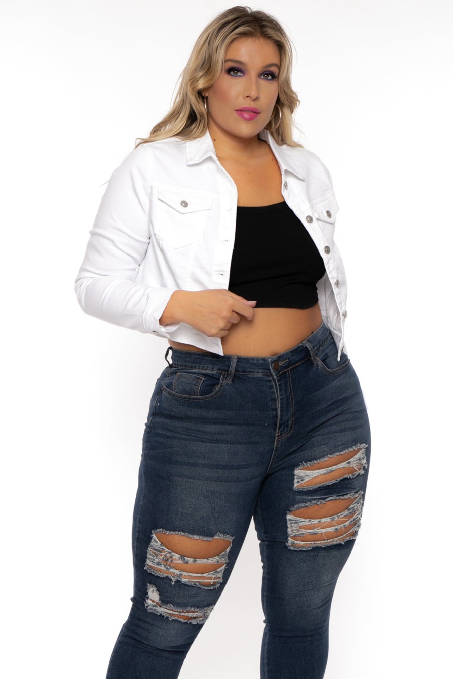 Jeans & Denim Wax Jean | Plus Size Basic Denim Jacket White