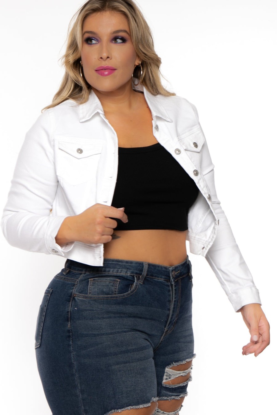 Jeans & Denim Wax Jean | Plus Size Basic Denim Jacket White