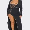 Dresses Banjul | Plus Size Sasha 2 Pcs Bodysuit And Dress Set Black