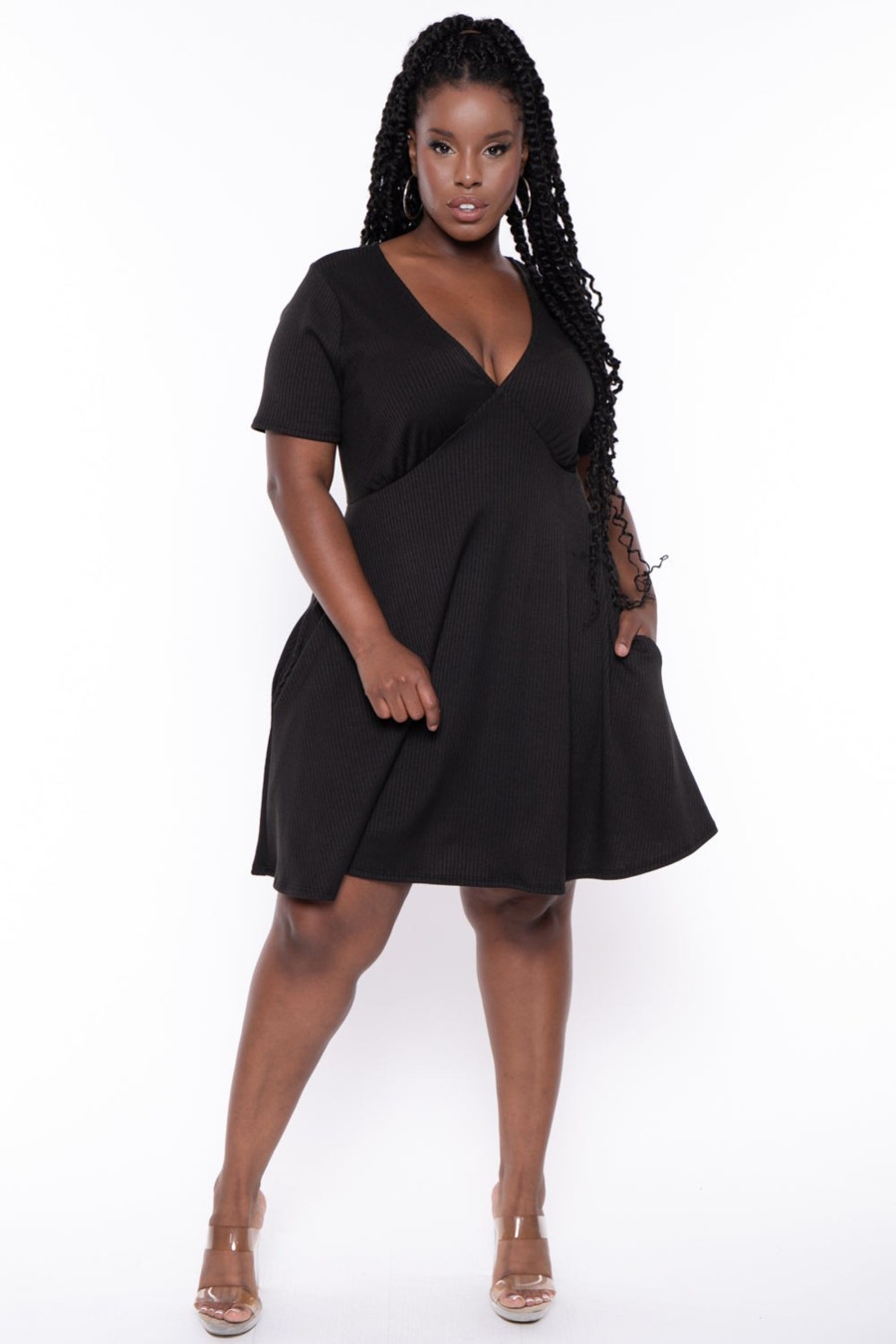 Little Black Styles Curvy Sense | Plus Size Ellie Flare Dress Black