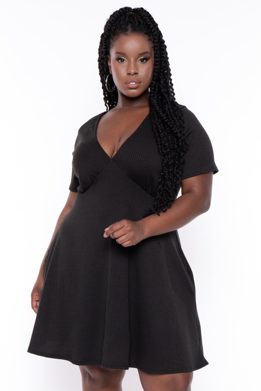 Little Black Styles Curvy Sense | Plus Size Ellie Flare Dress Black