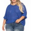 Tops Petal Dew | Plus Size Carol Relax Knit Sweater Royal Blue