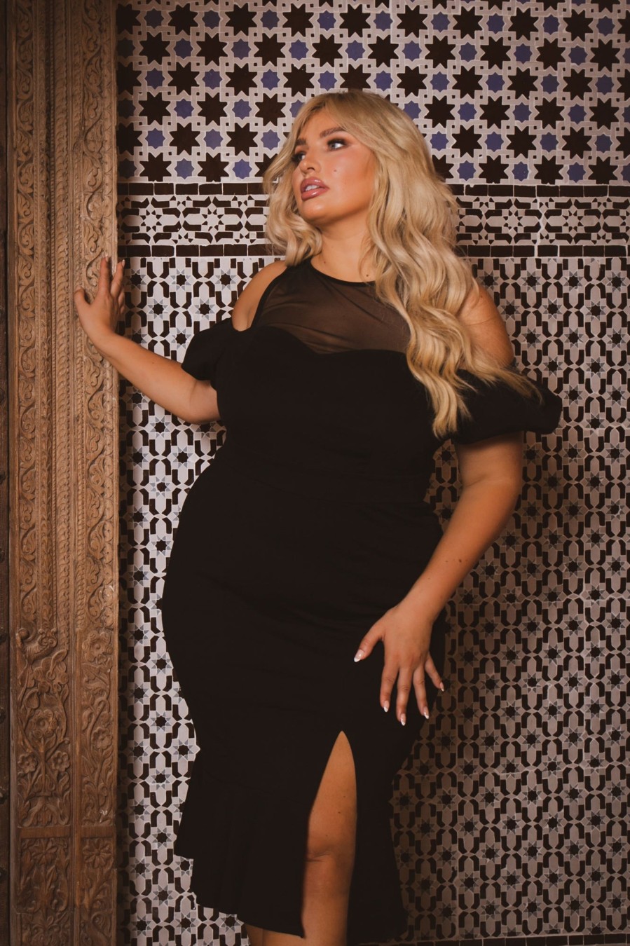 Little Black Styles Curvy Sense | Plus Size Magalie Bodycon Dress Black