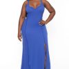 Dresses CULTURE CODE | Plus Size Notch Neck Merrow Maxi Dress Blue