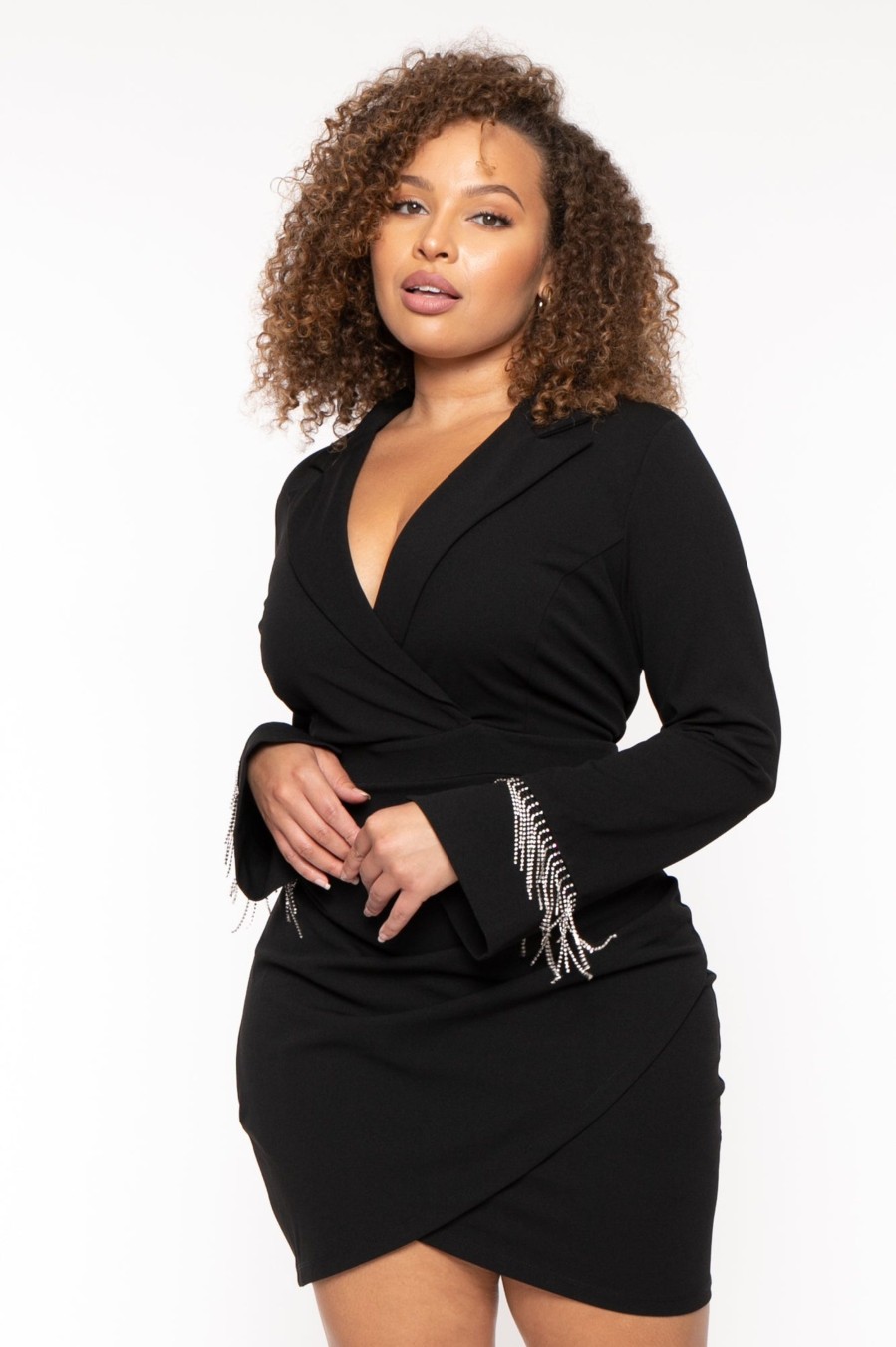 Little Black Styles SYMPHONY | Plus Size Rhinestone Suit Mini Dress Black