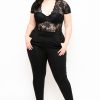 Jumpsuits & Rompers Curvy Sense | Plus Size Lace Top Jumpsuit Black