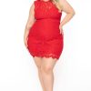 Dresses Main Strip | Plus Size Valetta Crochet Lace Mini Dress Red