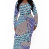 Dresses The Curve LA | Plus Size Akrisna Printed Midi Dress Blue