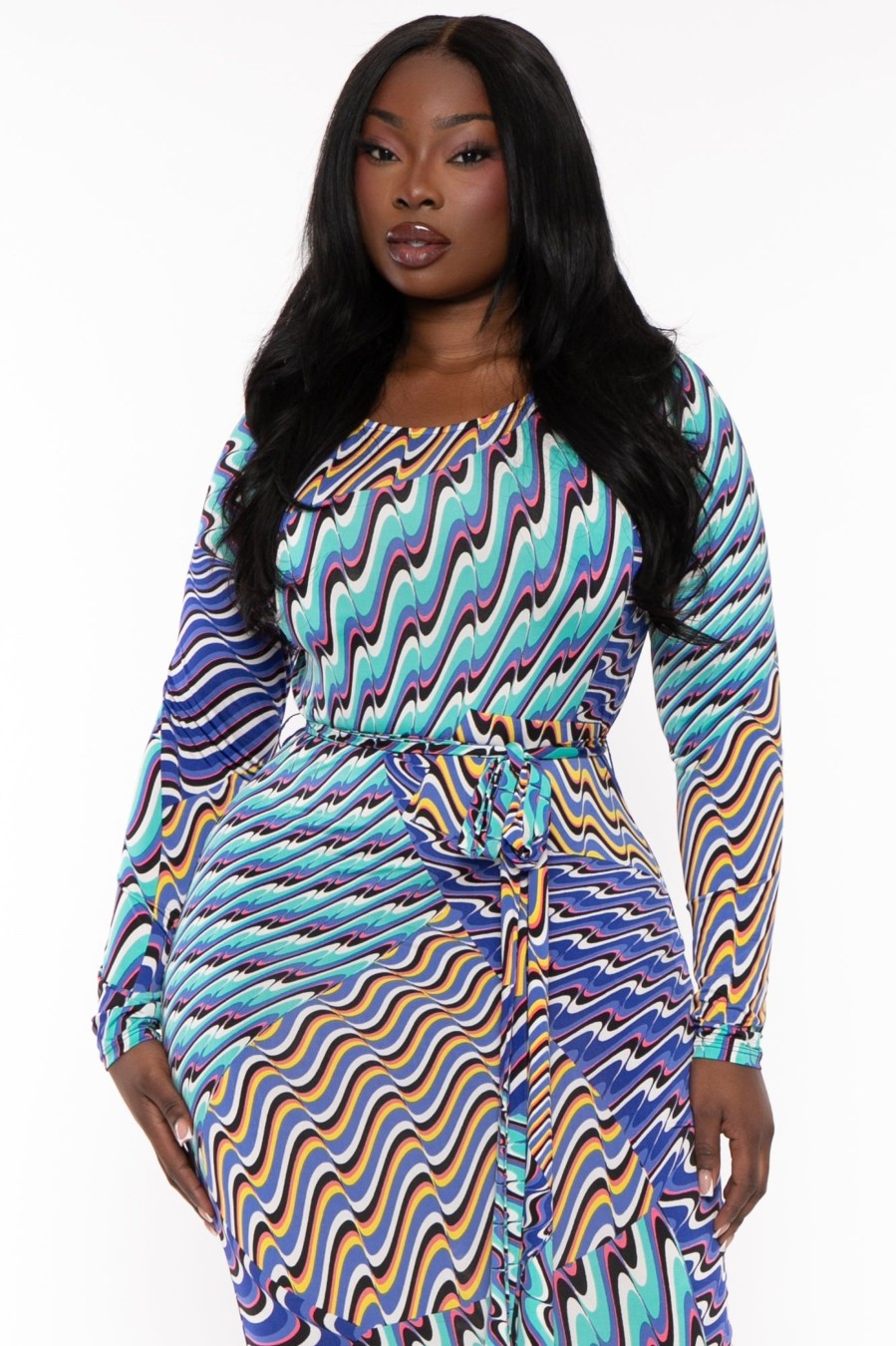 Dresses The Curve LA | Plus Size Akrisna Printed Midi Dress Blue