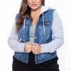 Outerwear Wax Jean | Plus Size Denim Hoodie Trucker Jacket Medium Wash