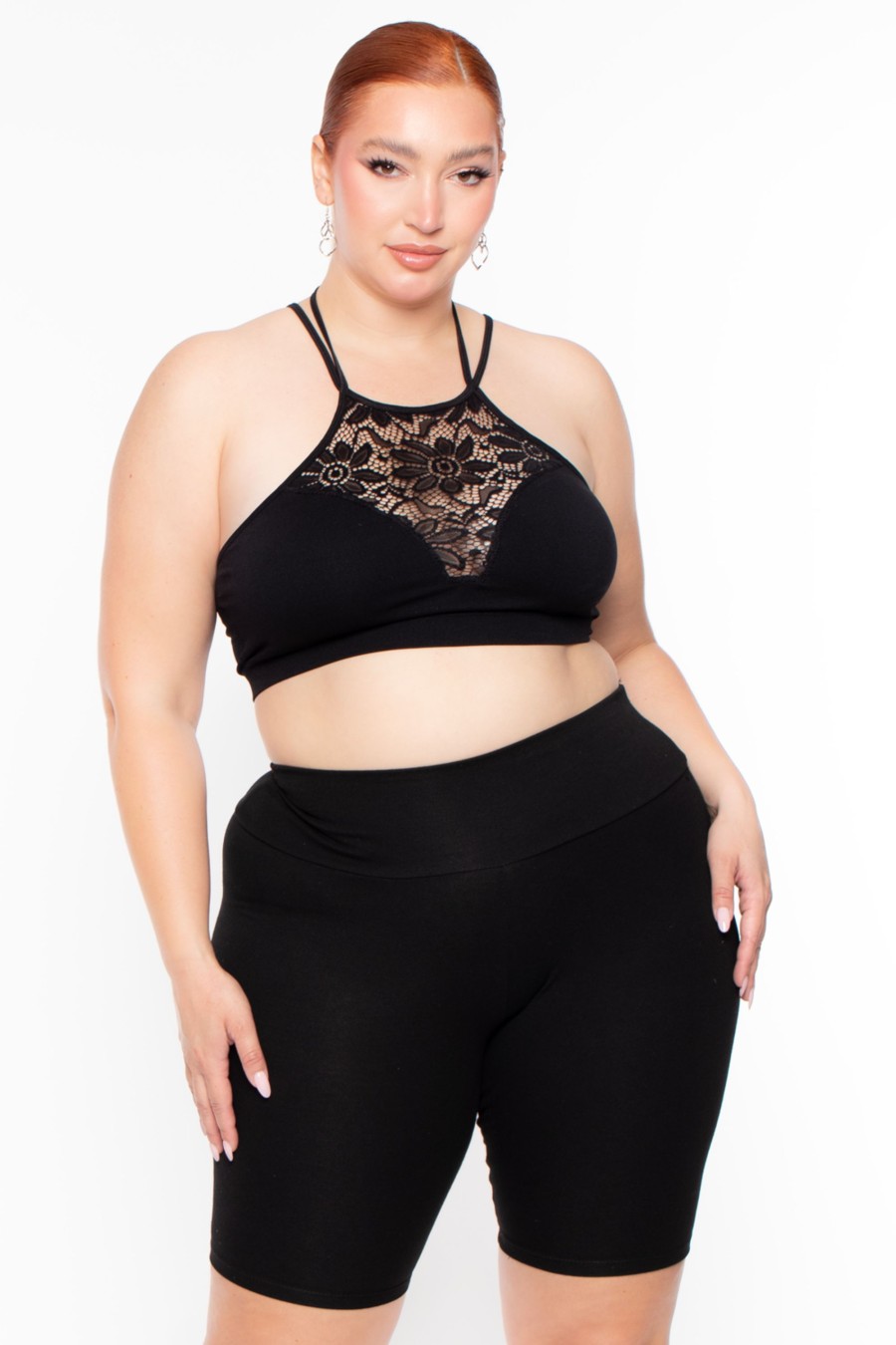 Bottoms Ambiance | Plus Size Biker Short Black