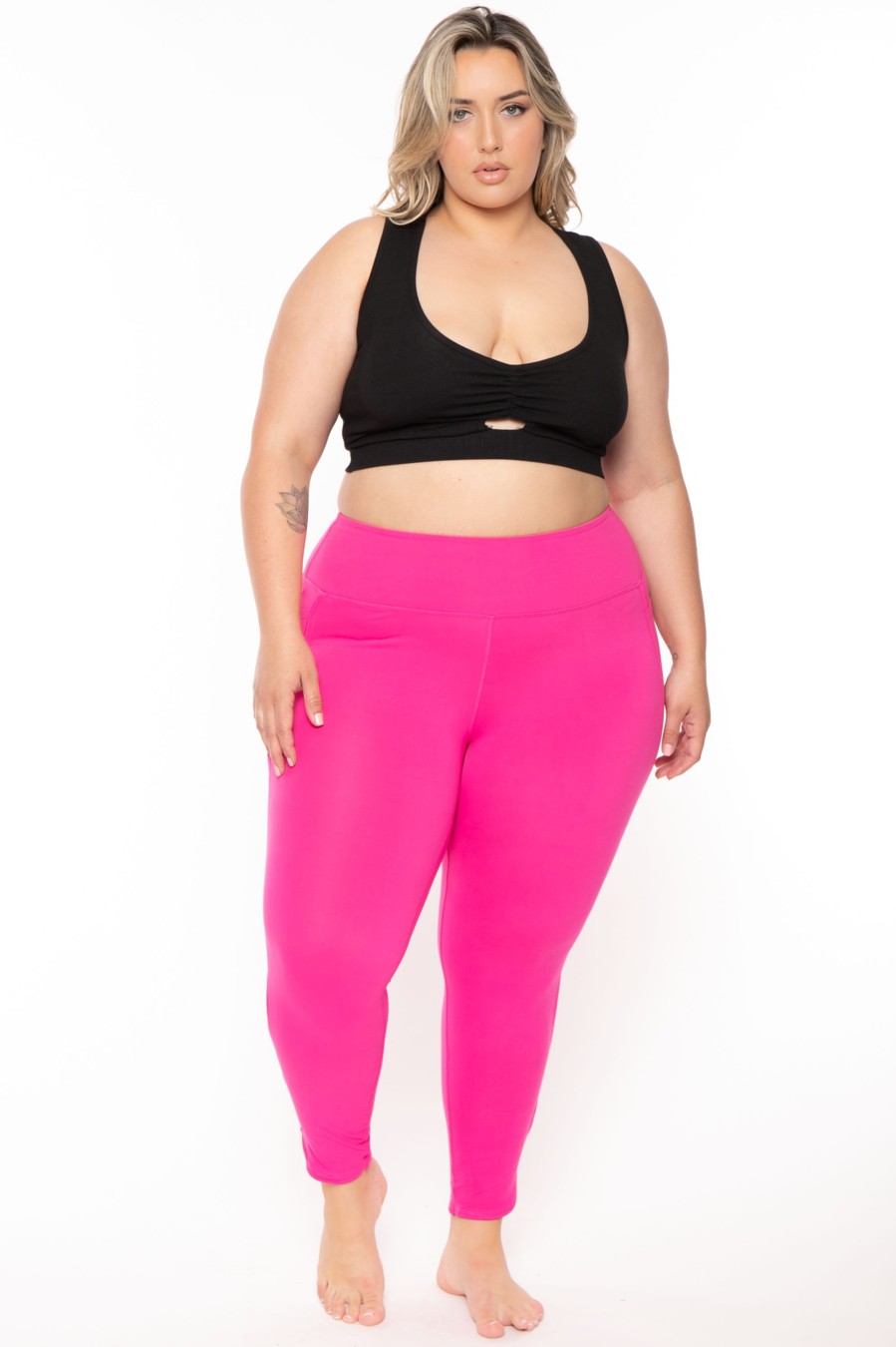 Bottoms Rae mode | Plus Size Infinity Cropped Yoga Legging Pink