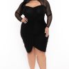 Dresses Curvy Sense | Plus Size Gisela Front Twist Dress Black