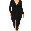 Little Black Styles Curvy Sense | Plus Size Solara Slinky Midi Dress Black