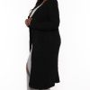 Tops Sweet Generis | Plus Size Cozy Hoodie Popcorn Duster Cardigan Black