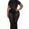 Matching Sets Curvy Sense | Plus Size Keily Lace Top And Pant Set Black