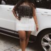 Bottoms Sweet Generis | Plus Size Sweet Babe Rhinestone Fringe Skirt White