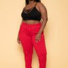 Bottoms Ambiance | Plus Size Sweat Jogger Red