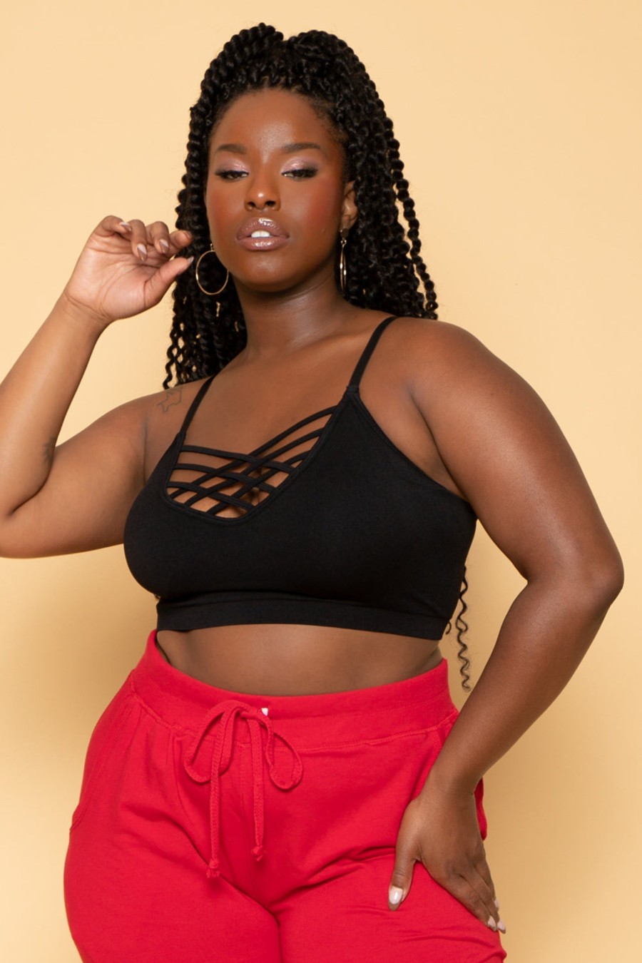 Bottoms Ambiance | Plus Size Sweat Jogger Red