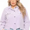 Jeans & Denim GEE GEE | Plus Size Corduroy Destroyed Hem Jacket Lavender