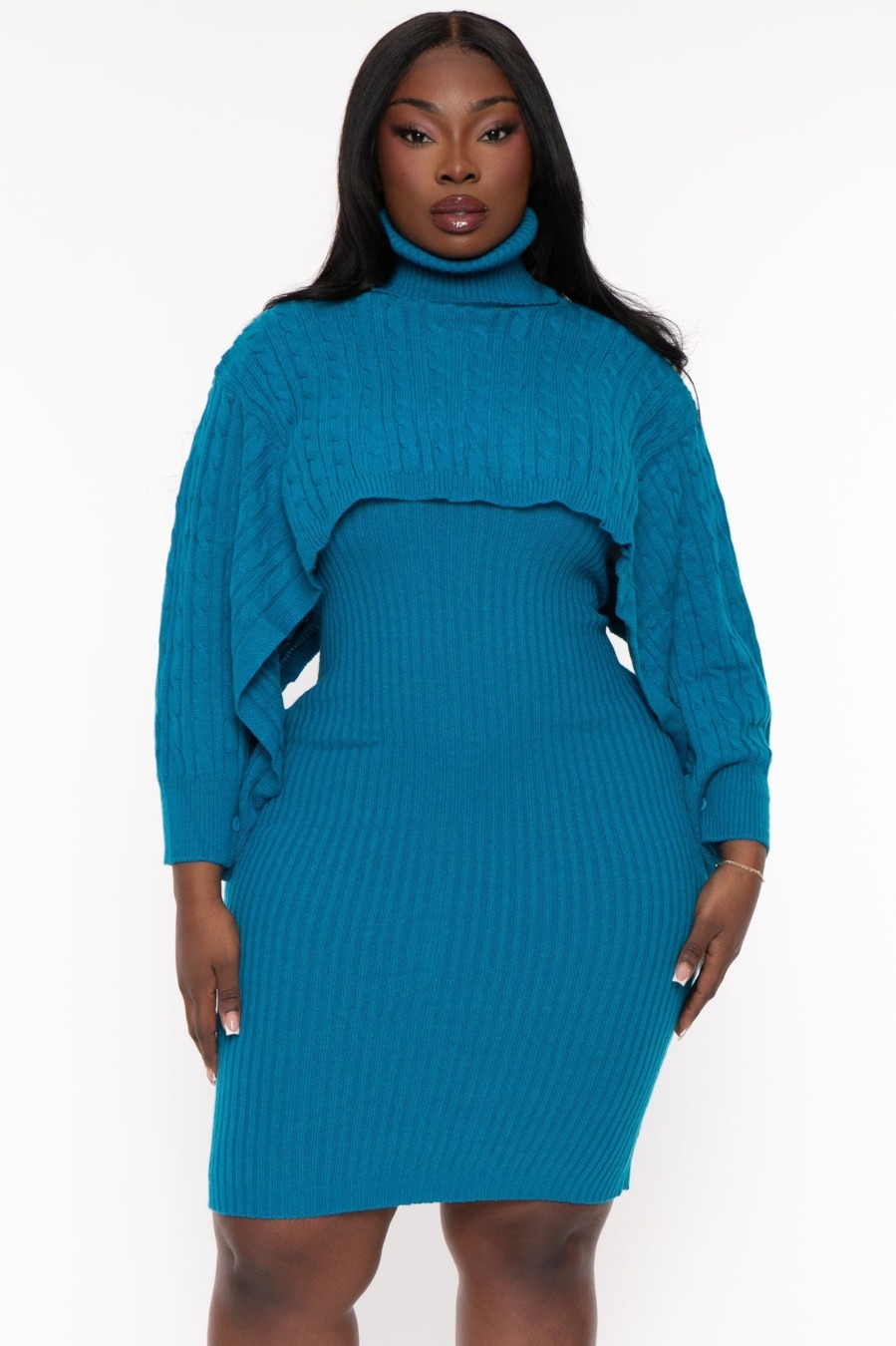 Dresses sweaterland | Plus Size Joyce Sweater Matching Set Teal