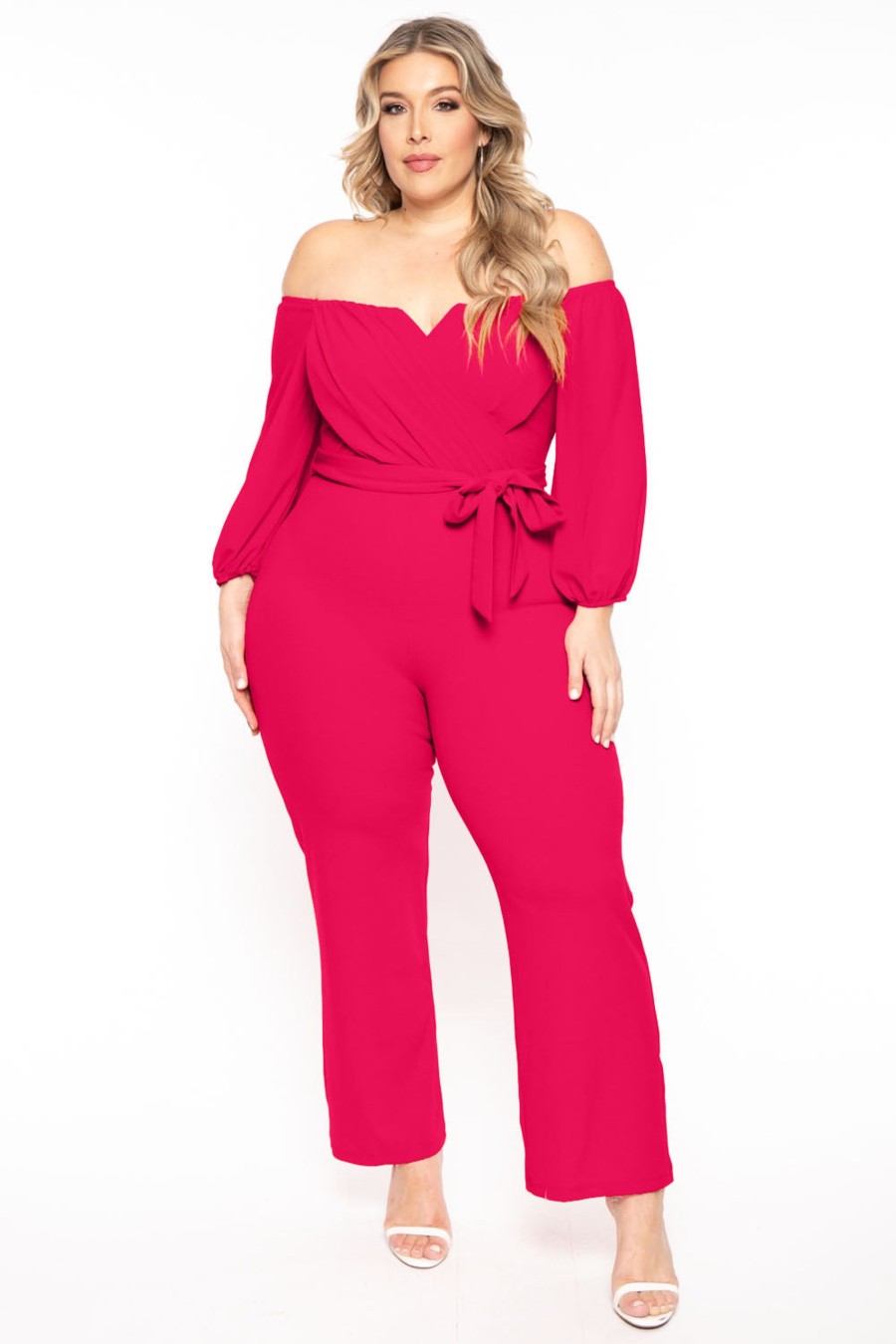 Jumpsuits & Rompers Find Me | Plus Size Aryana Cross Over Jumpsuit Fuchsia