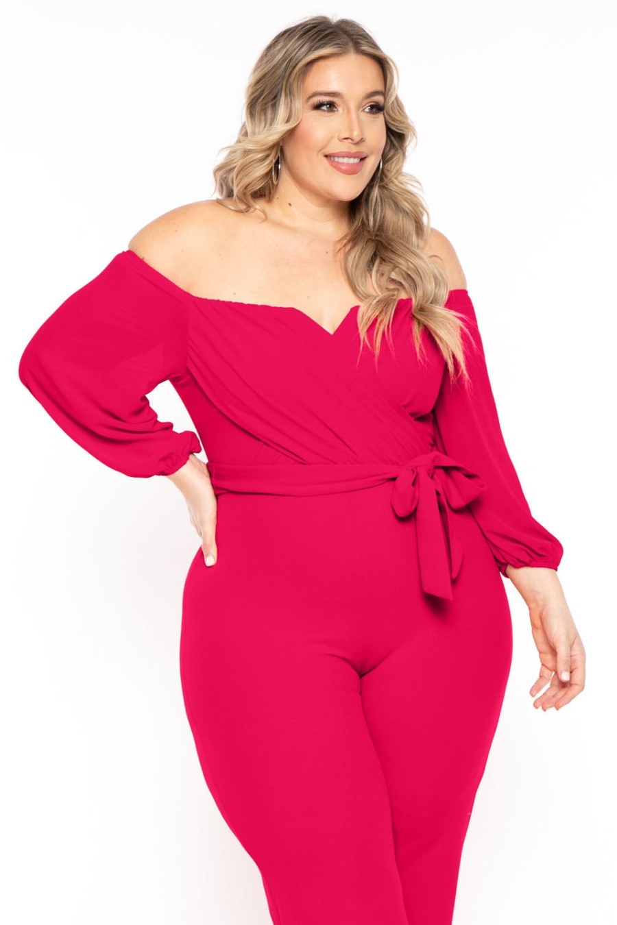 Jumpsuits & Rompers Find Me | Plus Size Aryana Cross Over Jumpsuit Fuchsia