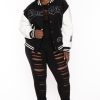 Outerwear American Bazi | Plus Size New York Varsity Jacket Black/White