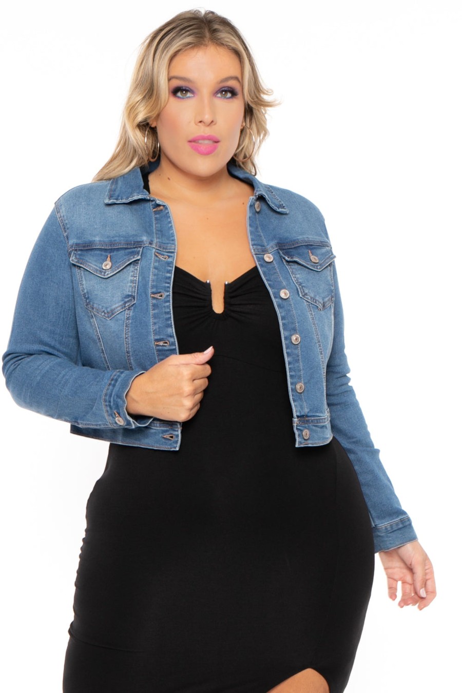 Outerwear Wax Jean | Plus Size Basic Denim Jacket Medium Wash