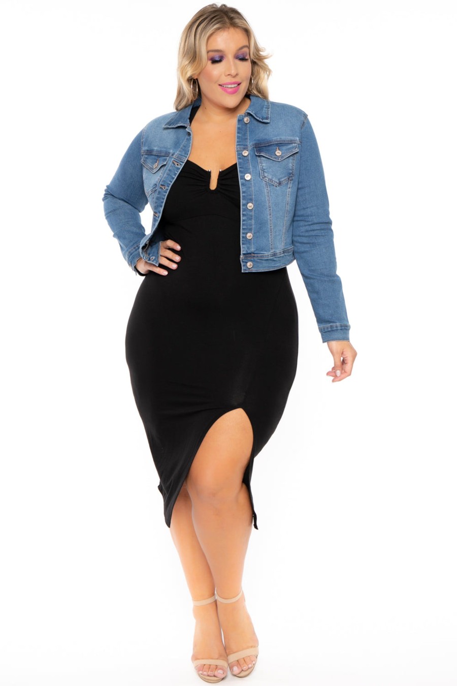 Outerwear Wax Jean | Plus Size Basic Denim Jacket Medium Wash