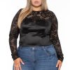 Tops Curvy Sense | Plus Size Leisa Lace Top Black