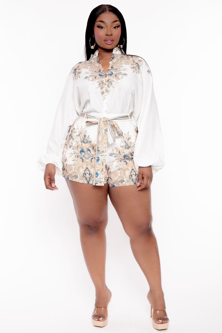 Matching Sets THE SANG COMPANY | Plus Size Darlene Boarder Print Matching Set Gold