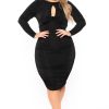 Dresses Curvy Sense | Plus Size Nilani Twist Front Midi Dress Black