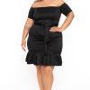 Little Black Styles Curvy Sense | Plus Size Debora Off The Shoulder Dress Black