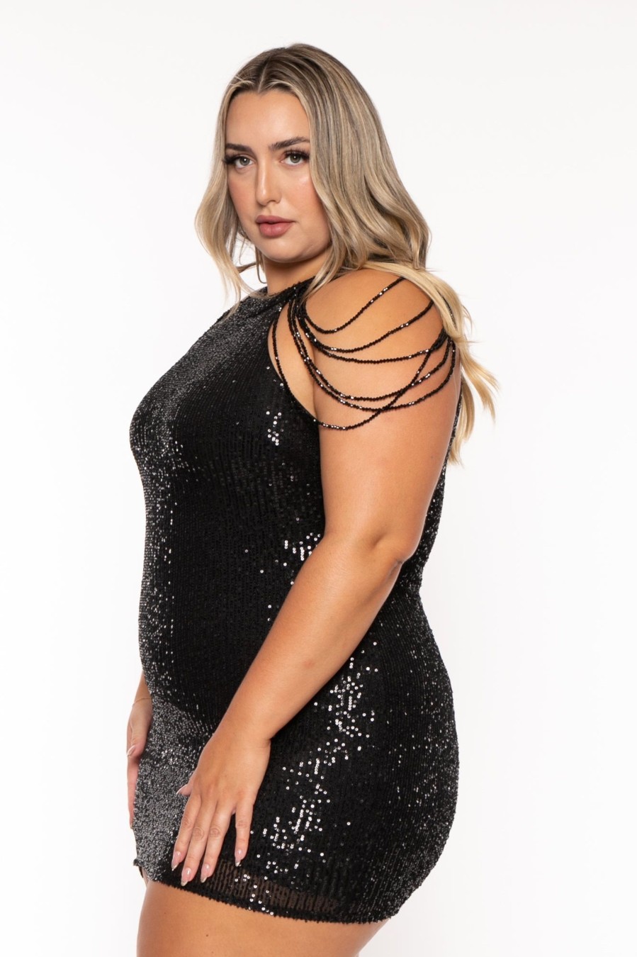 Dresses Sweet Generis | Plus Size Mistika Sequins Dress Black