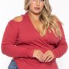 Tops CULTURE CODE | Plus Size Halter Cold Shoulder Top Berry