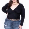 Tops Ambiance | Plus Size Surplice Top Black