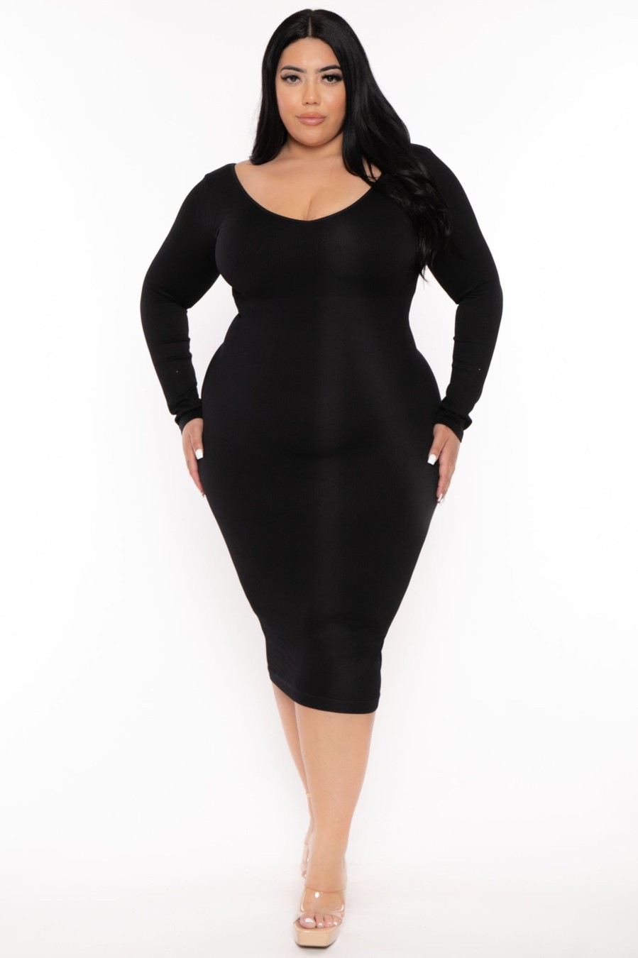 Little Black Styles XIAMEN HEXIN INTERNATIONAL | Plus Size Little Black Snatched Dress - Black