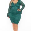 Dresses Curvy Sense | Plus Size Jacira Lace Bodycon Dress Green