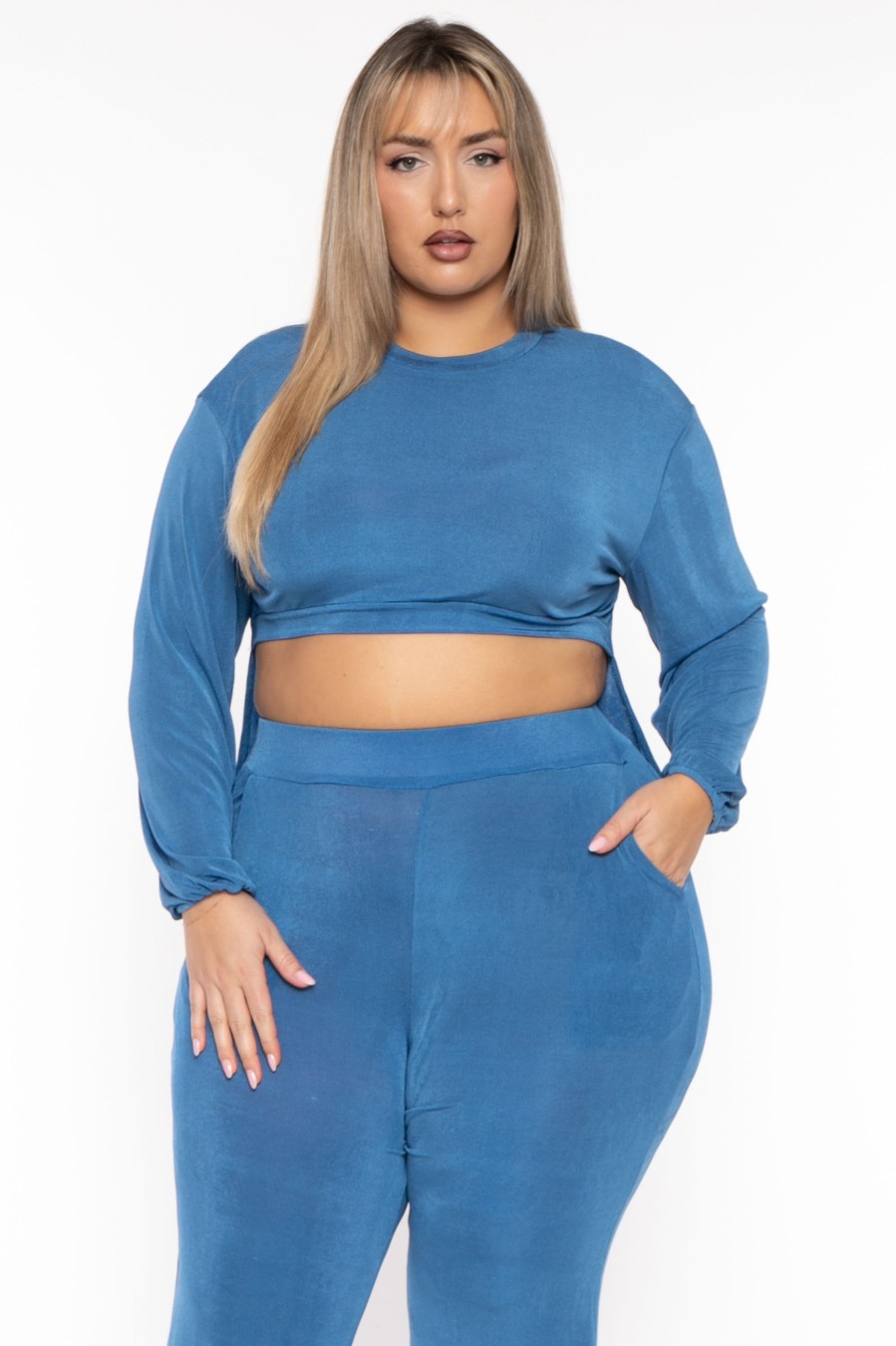 Matching Sets CHICCTHY TOP | Plus Size Dorian 2Pc Matching Set Blue