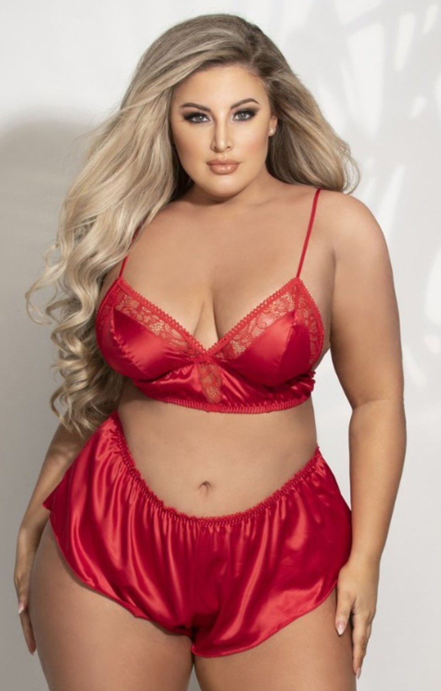 Intimates DOONA DI CAPRI | Plus Size Siren Bralette And Short Lingerie Set Red