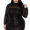 Dresses Curvy Sense | Plus Size Citlali Sequins Dress Black