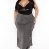 Bottoms CULTURE CODE | Plus Size Darby Drape Midi Skirt Charcoal