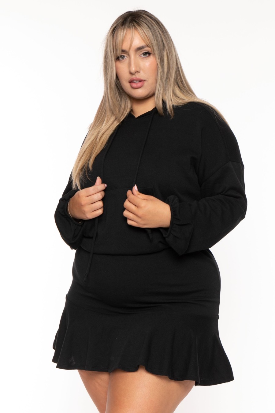 Dresses CULTURE CODE | Plus Size Tracie Hoodie Mini Dress Black