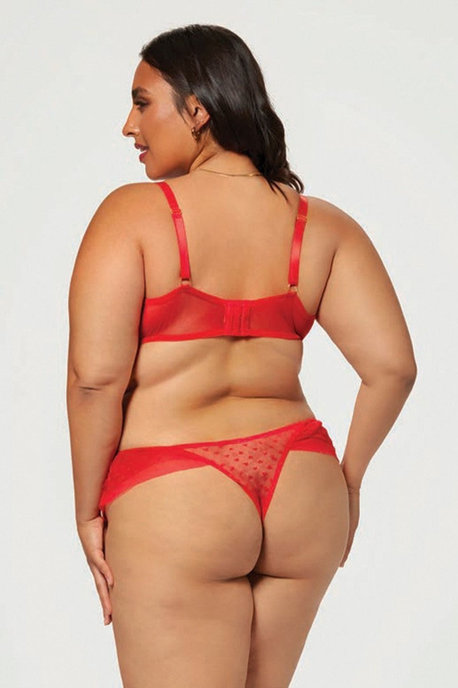 Intimates DOONA DI CAPRI | Plus Size Fire Love 2 Piece Mesh Lingerie Set Red