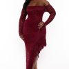 Dresses Curvy Sense | Plus Size Zaida Lace Maxi Dress Burgundy