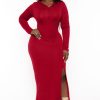 Dresses CULTURE CODE | Plus Size Adrienne Hoodie Maxi Dress Burgundy