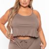 Intimates Capella | Plus Size Susie Tank U0026 Shorts Set - Taupe Tapue